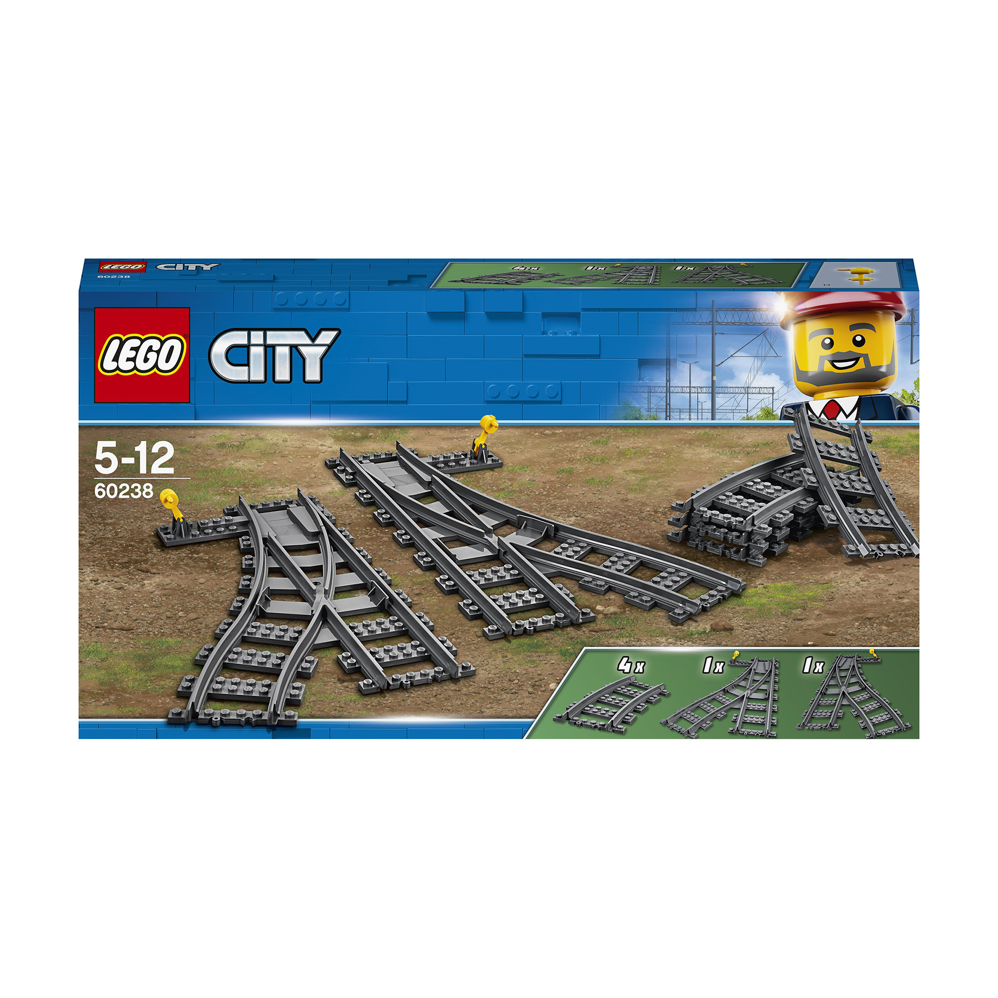 Конструктор LEGO City Залізничні стрілки, 8 деталей, від 5 років (60238)