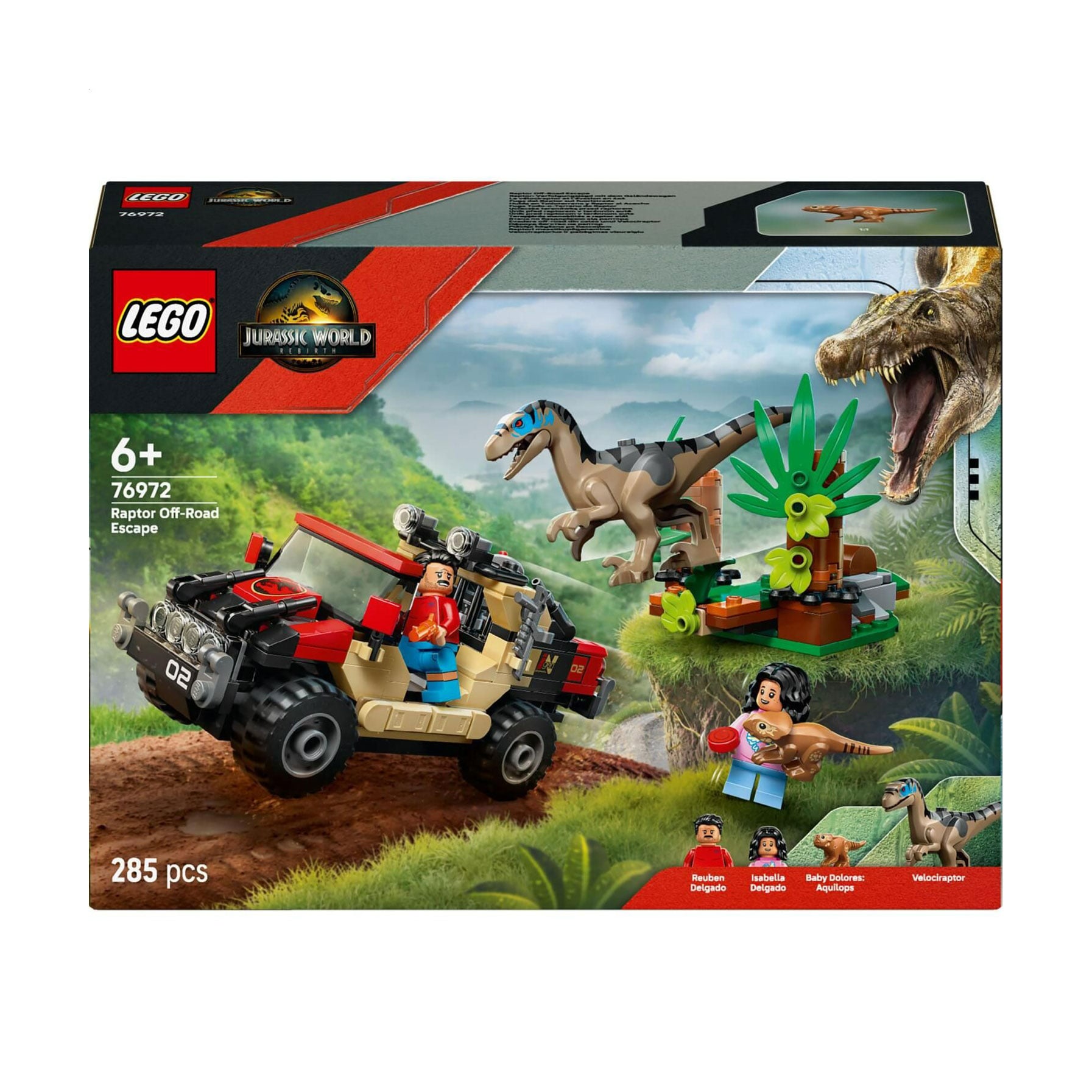 Конструктор LEGO Jurassic World Втеча від раптора по бездоріжжю, 285 деталей, від 6 років (76972)